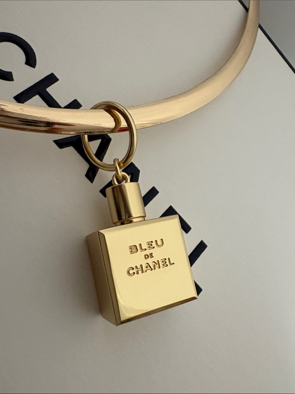 Blue De Chanel Perfume Bottle Charm on Gold Choker Necklace ⭐️✨ - Picture 3 of 7